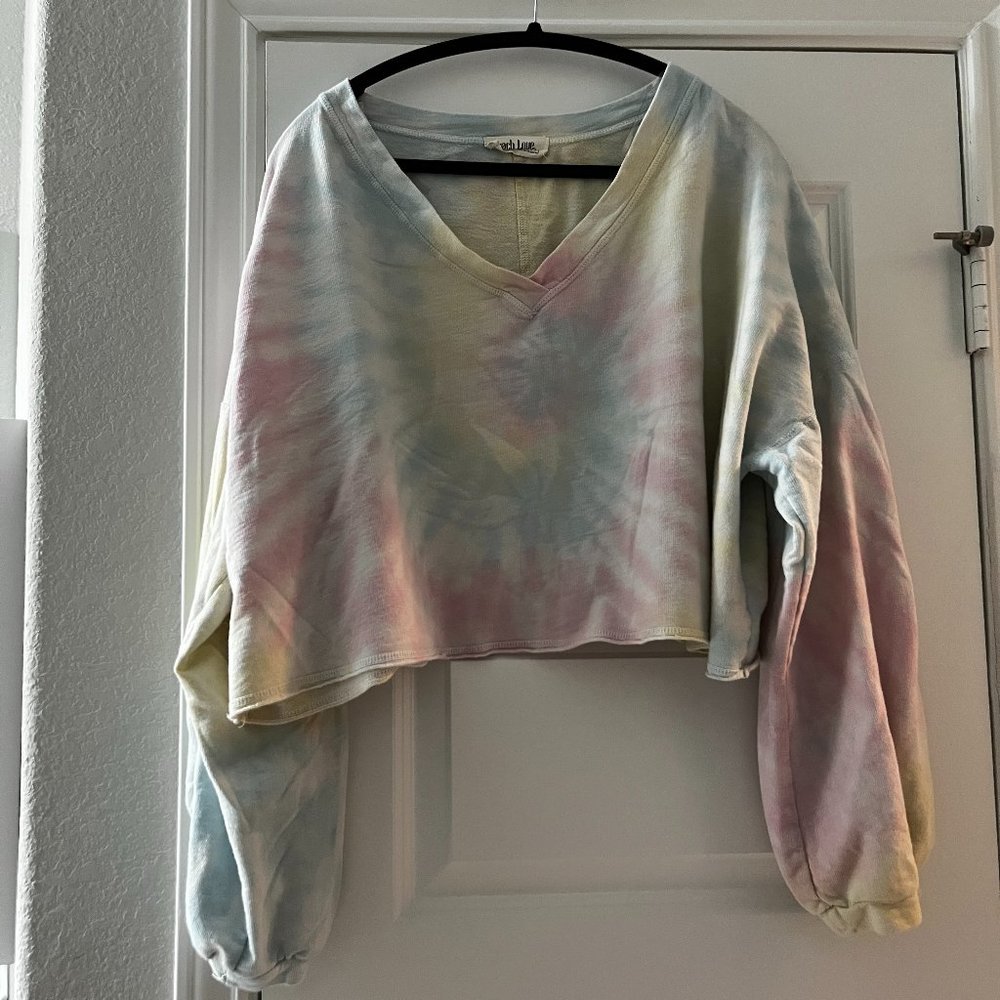 🌺 Peace Love California pastel tie-dye cropped sweatshirt 🌺